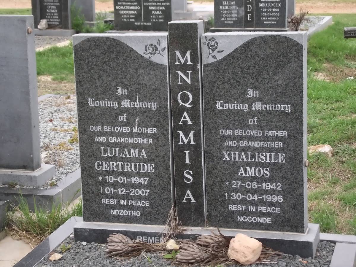 MNQAMISA Xhalisile Amos 1942-1996 & Lulama Gertrude 1947-2007