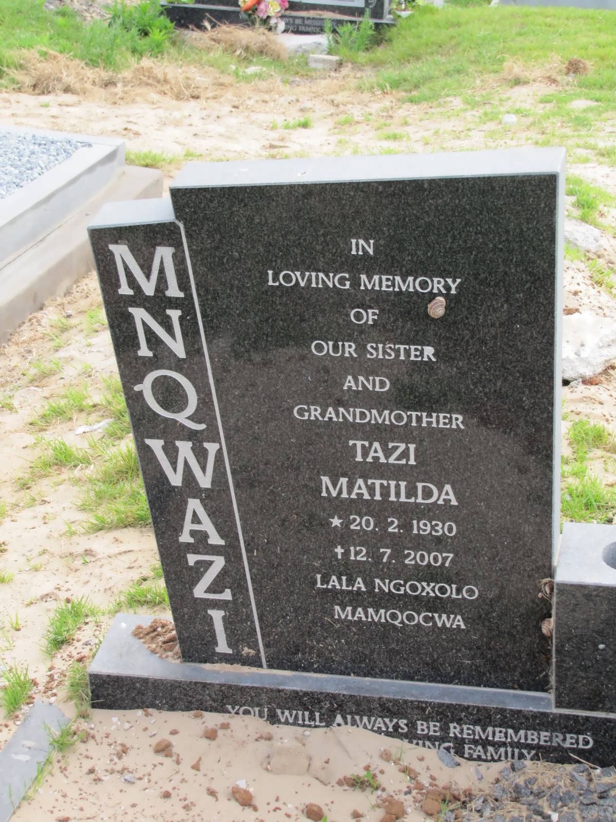 MNQWAZI Tazi Matilda 1930-2007