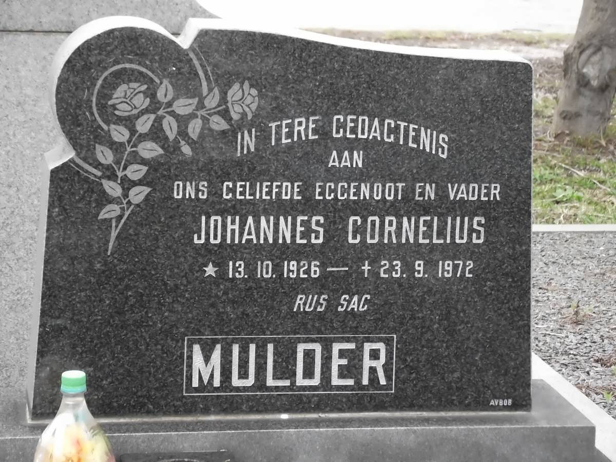 MULDER Johannes Cornelius 1926-1972