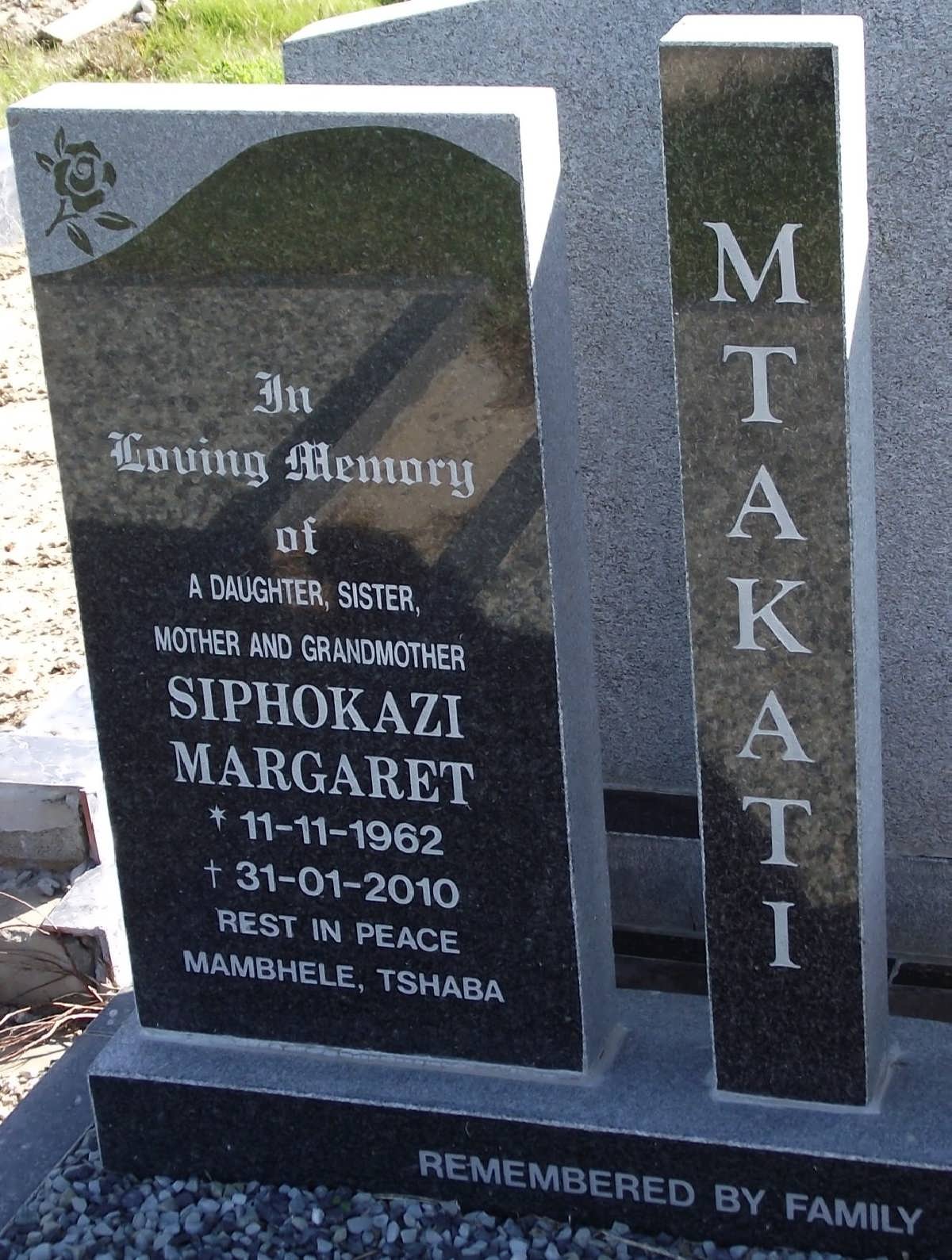 MTAKATI Siphokazi Margaret 1962-2010
