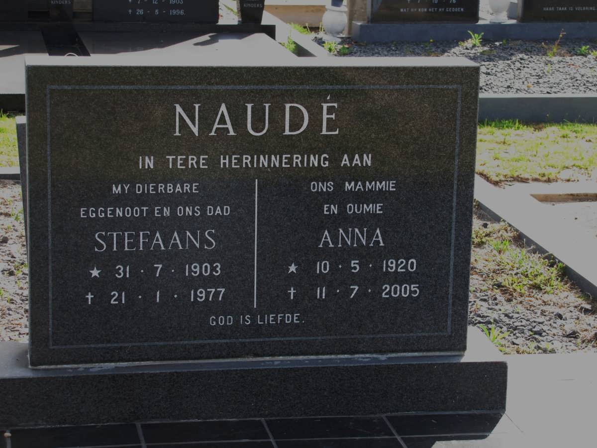 NAUDE Stefaans 1903-1977 & Anna 1920-2005