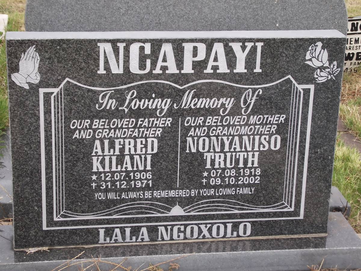 NCAPAYI Alfred Kilani 1906-1971 & Nonyaniso Truth 1918-2002