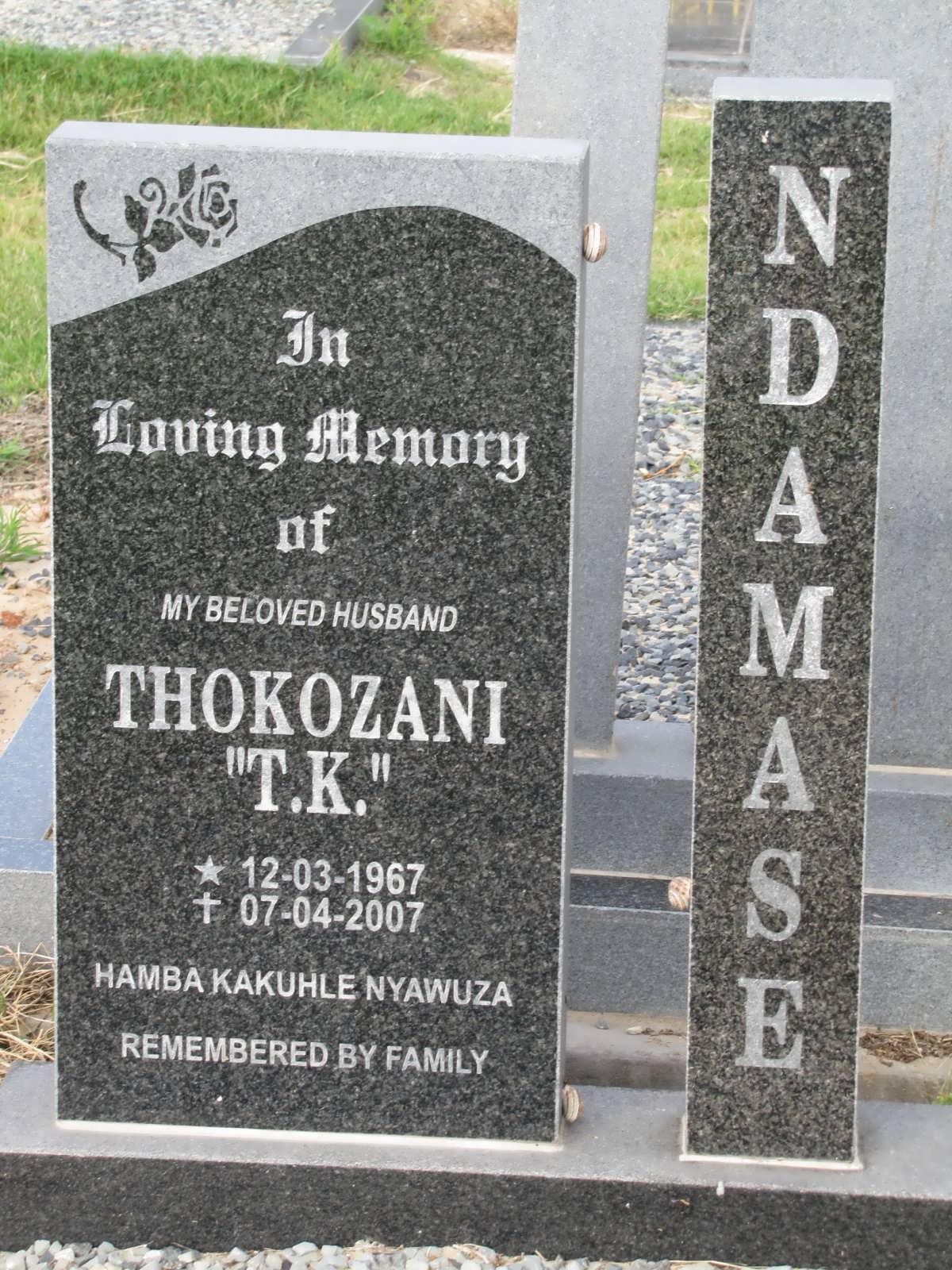 NDAMASE Thokozani 1967-2007