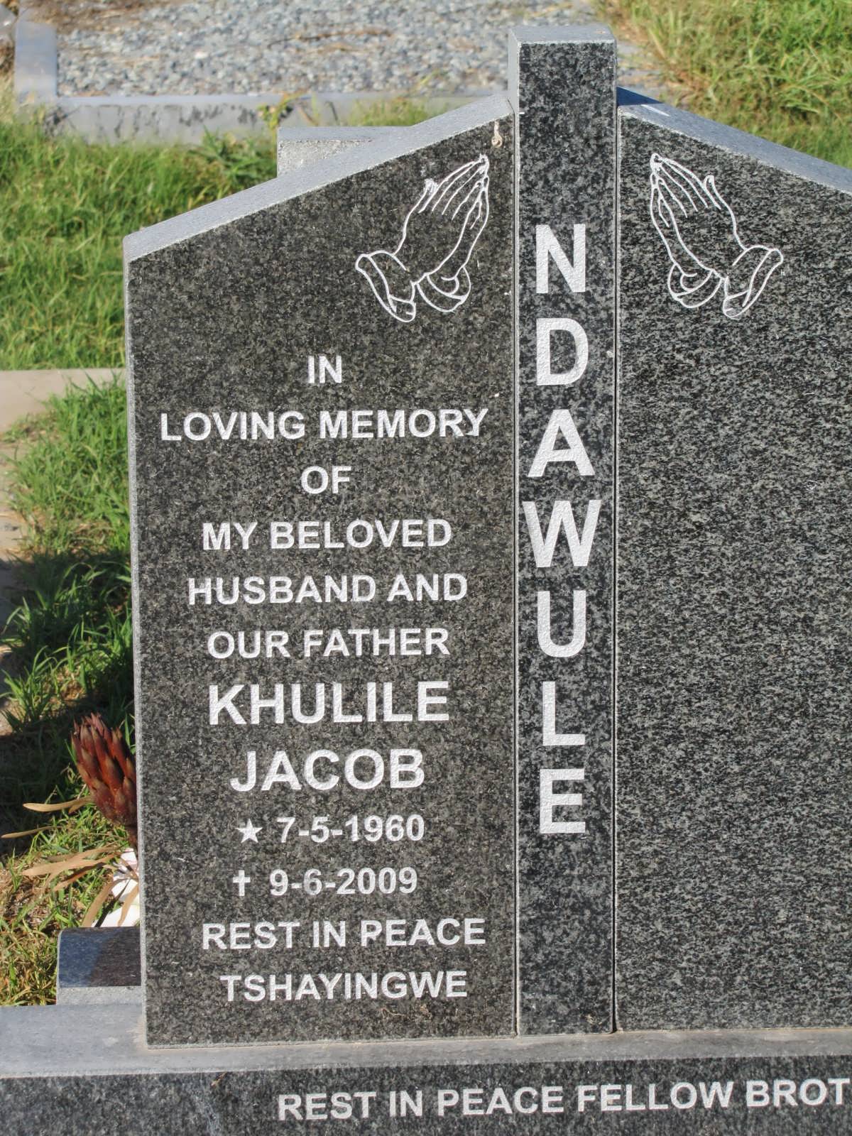NDAWULE Khulile Jacob 1960-2009