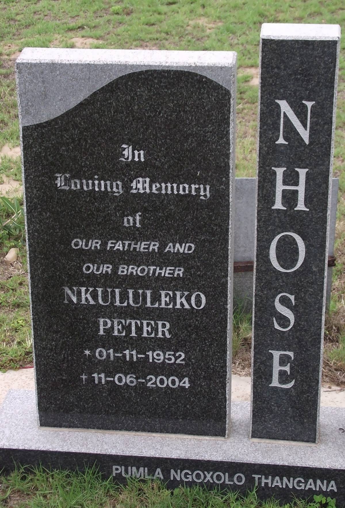 NHOSE Nkululeko Peter 1952-2004