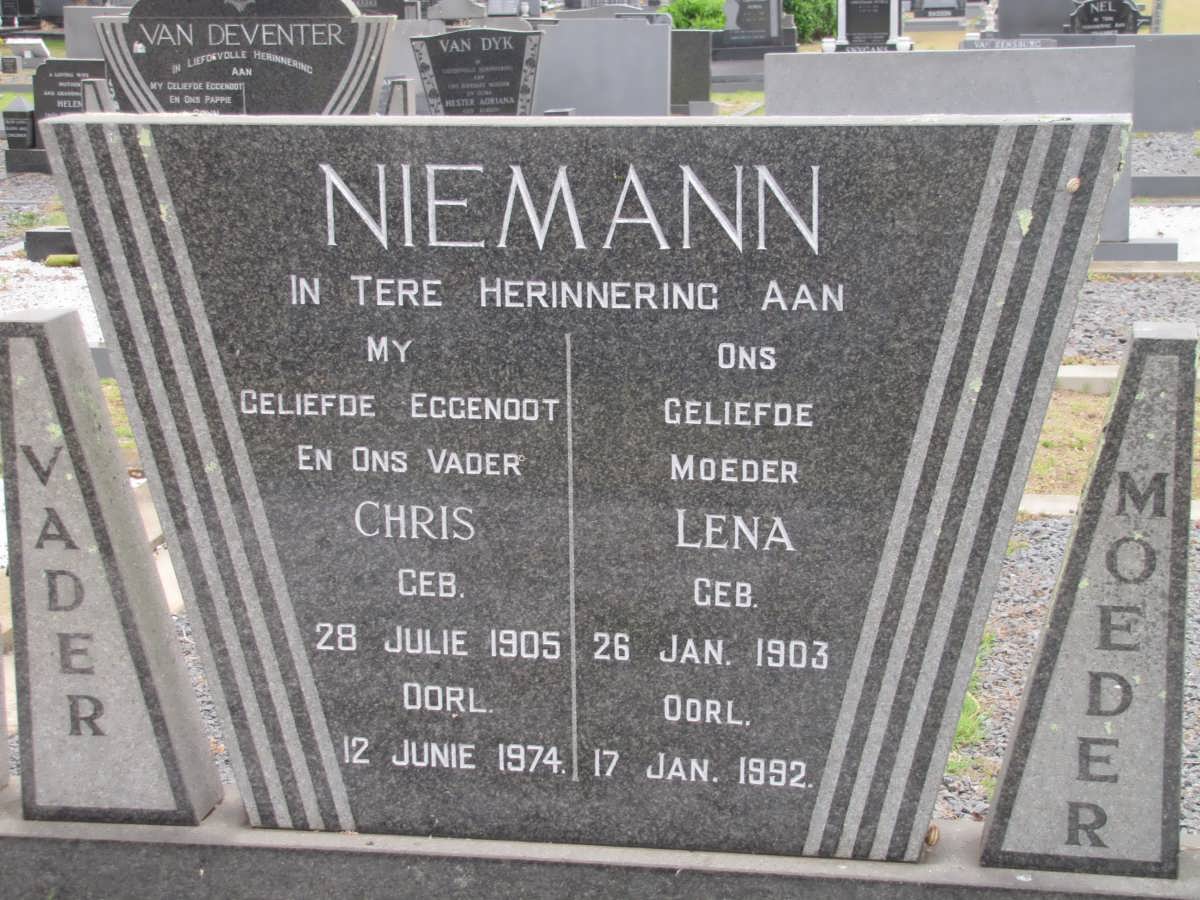 NIEMANN Chris 1905-1974 & Lena 1903-1992
