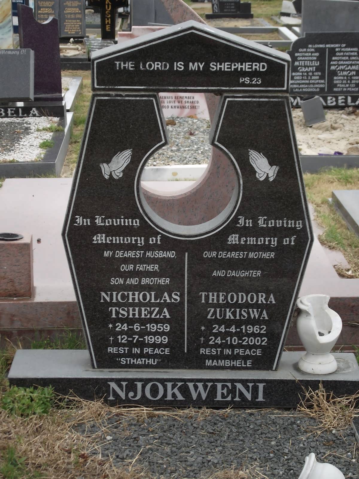 NJOKWENI Nicholas Tsheza 1959-1999 & Theodora Zukiswa 1962-2002