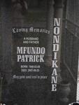 NONDIKANE Mfundo Patrick 1949-2007