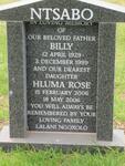 NTSABO Billy 1929-1999 :: NTSABO Hluma Rose 2006-2006