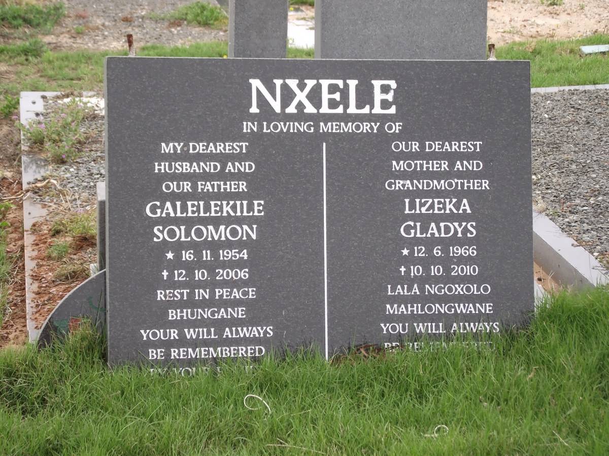 NXELE Galelekile Solomon 1954-2006 & Lizeka Gladys 1966-2010