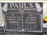 PAULS Bertie 1928-1990 & Fanny 1931-1997