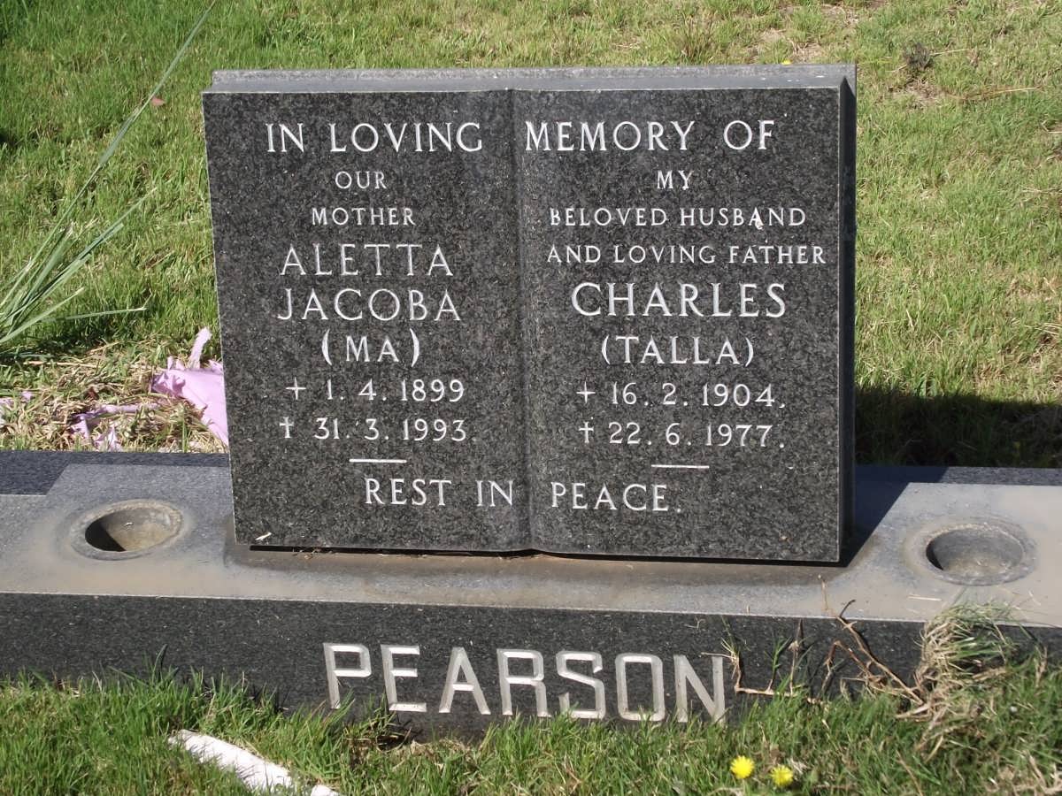 PEARSON Aletta Jacoba 1899-1993 & Charles 1904-1977