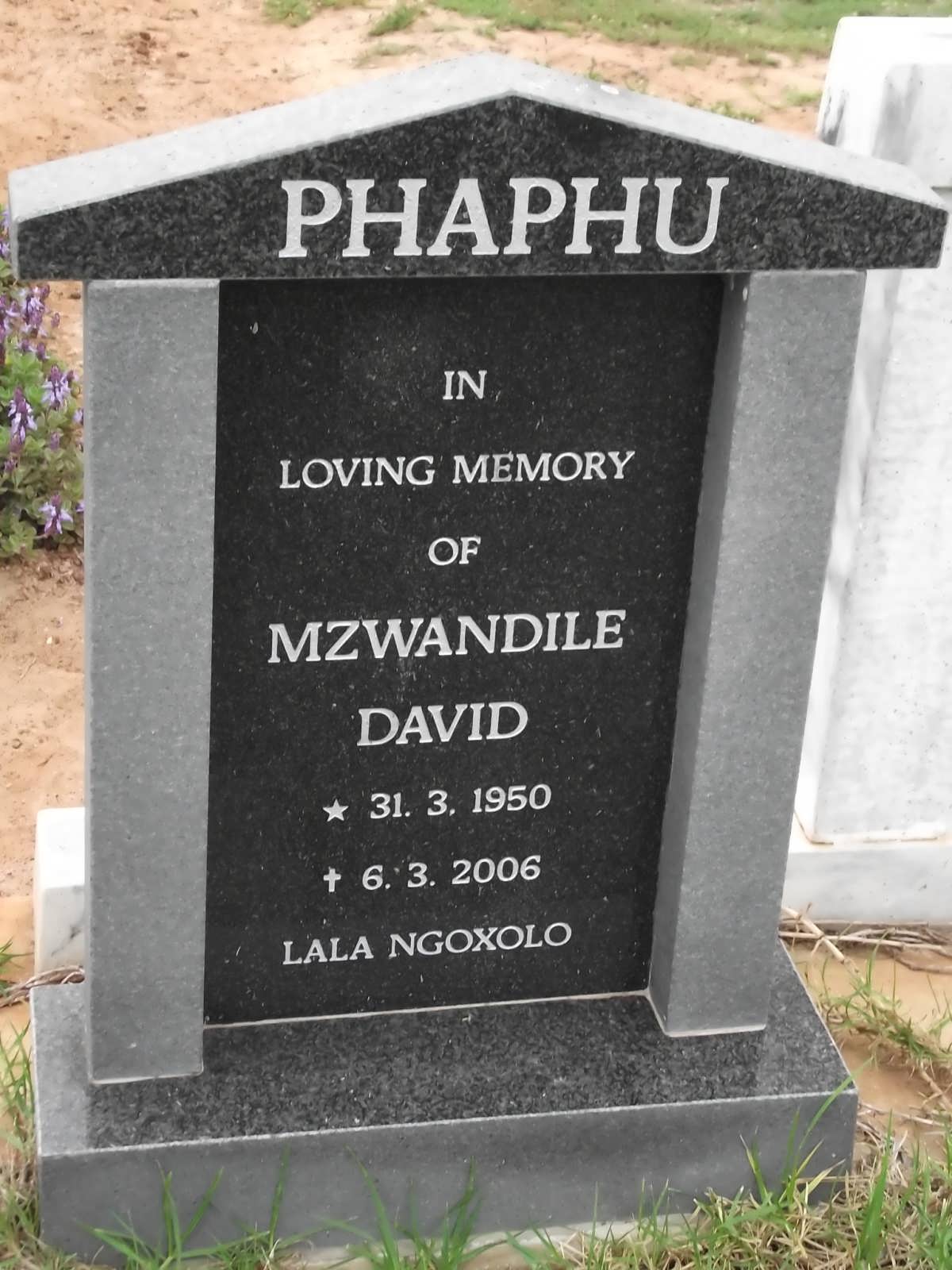 PHAPHU Mzwandile David 1950-2006