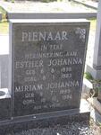 PIENAAR Esther Johanna 1898-1983 :: PIENAAR Miriam Johanna 1889-1986