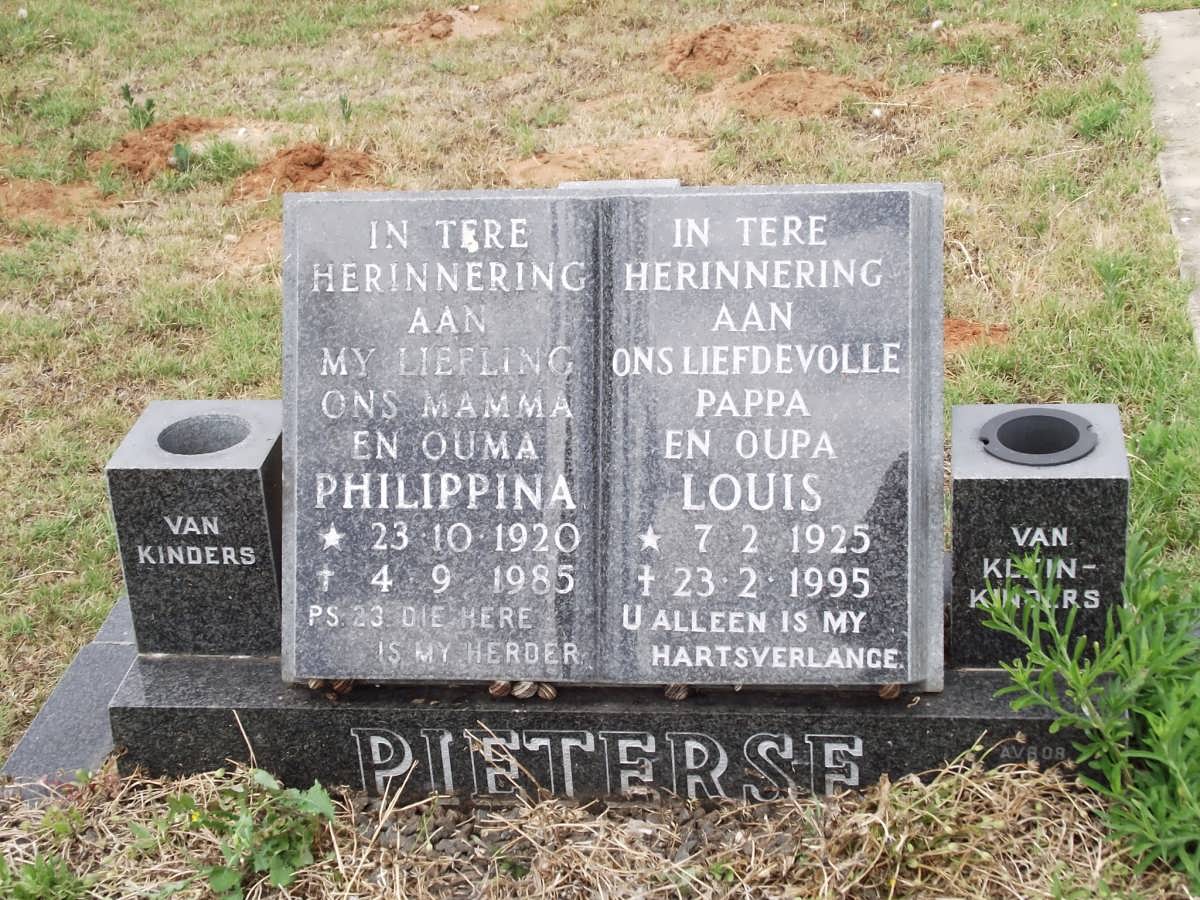 PIETERSE Philippina 1920-1985 & Louis 1925-1995