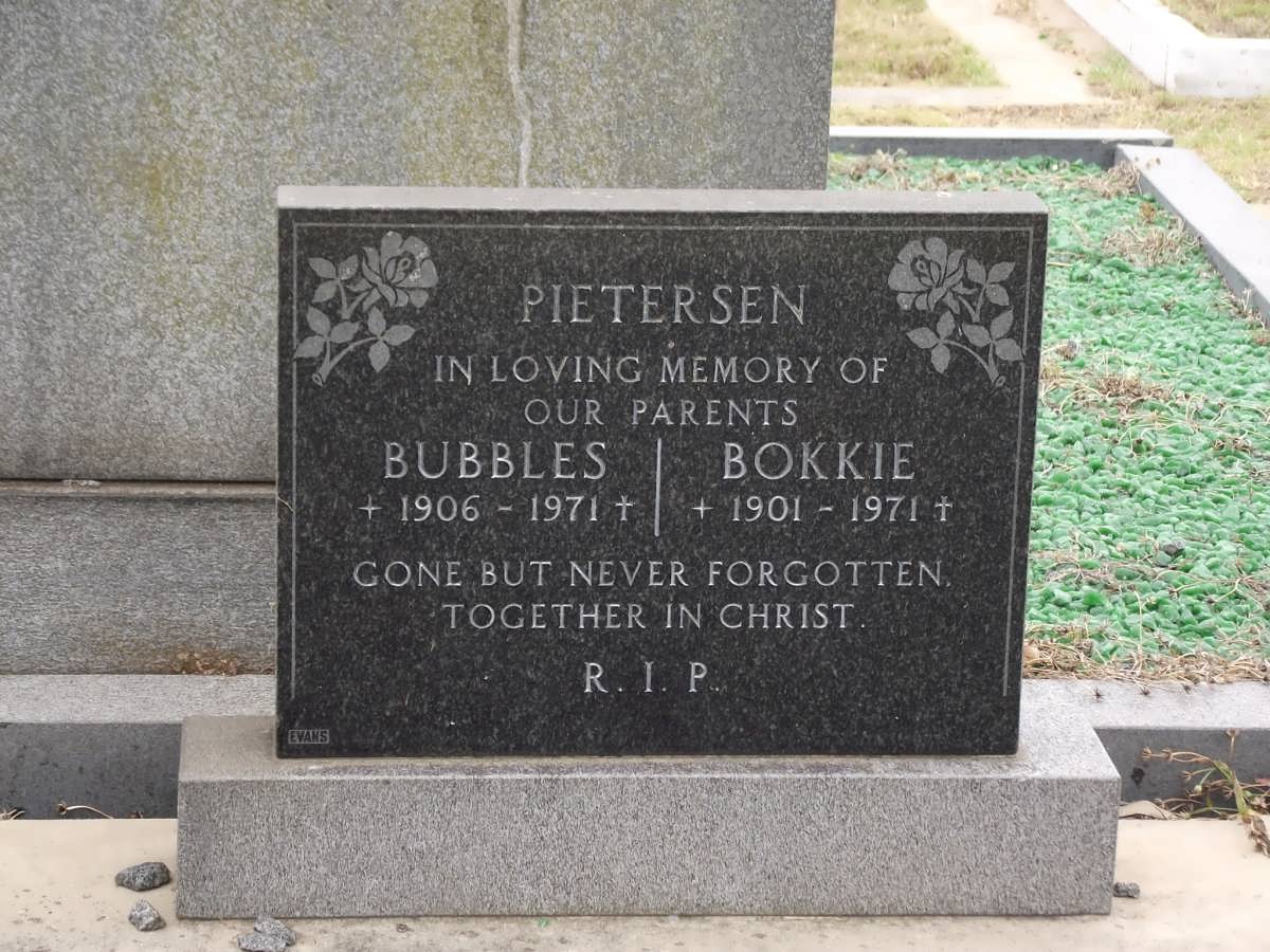 PIETERSEN A.J. Bokkie 1901-1971 & Bubbles 1906-1971