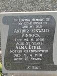 PINNOCK Arthur Oswald -1966 & Alma Ethel -1991