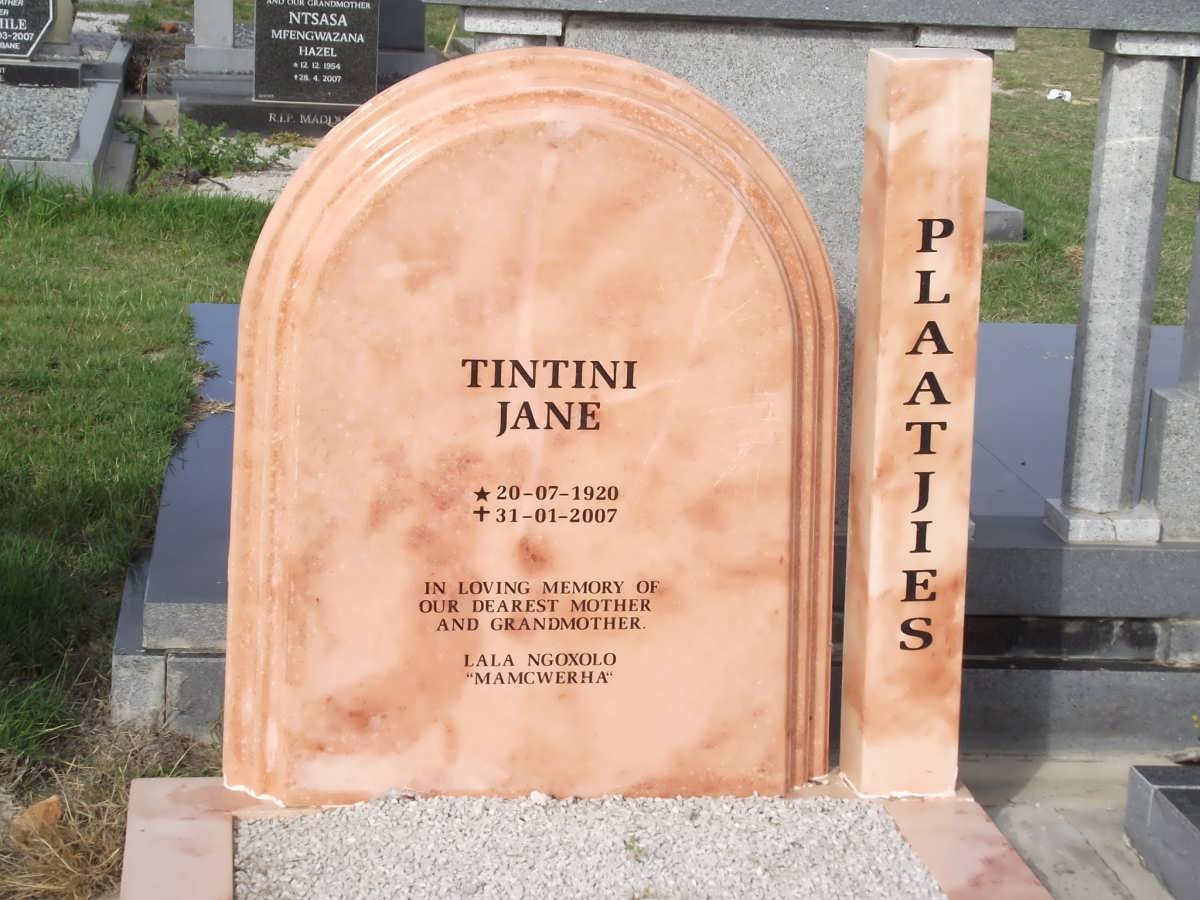 PLAATJIES Tintini Jane 1920-2007