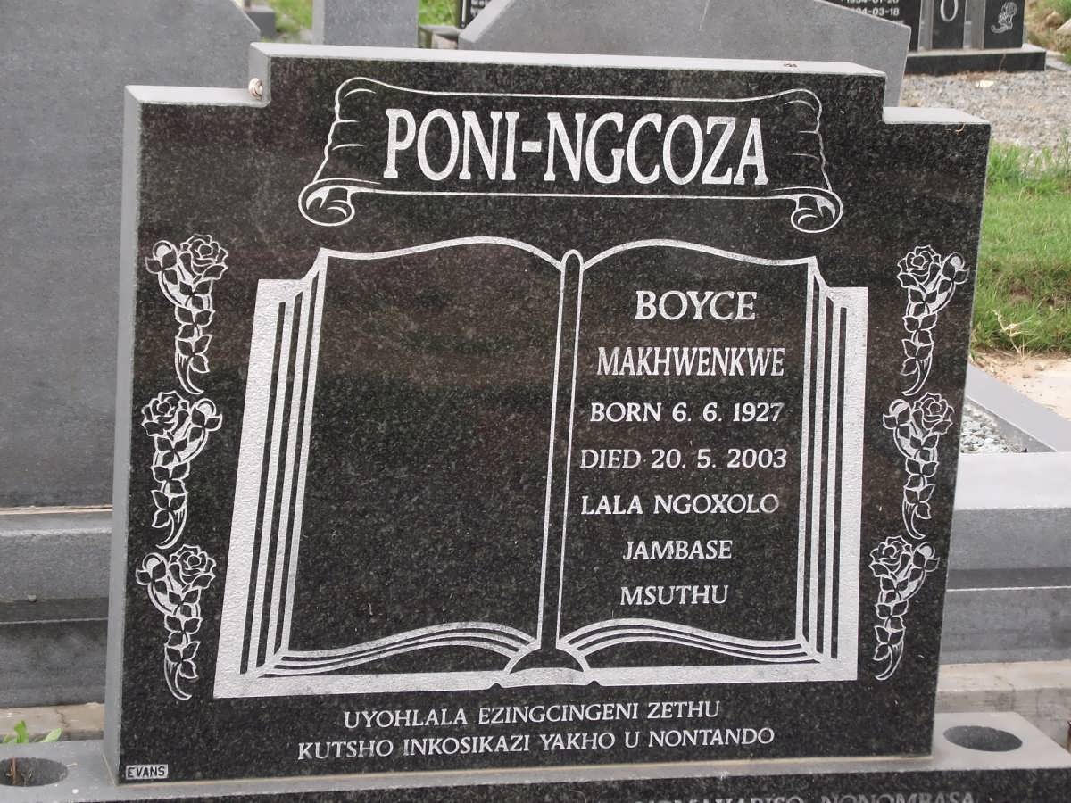 PONI-NGCOZA Boyce Makhwenkwe 1927-2003