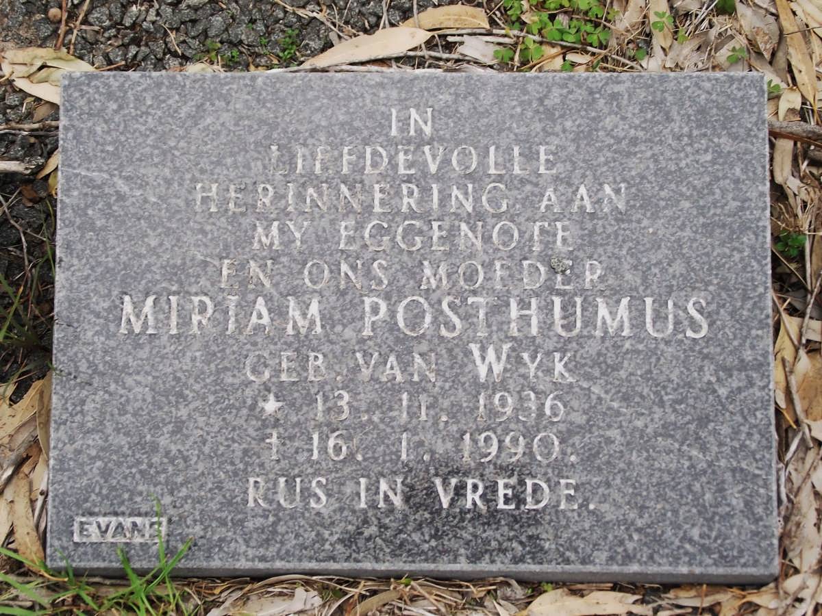 POSTHUMUS Miriam nee VAN WYK 1936-1990
