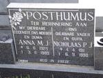 POSTHUMUS Nicholaas P.J. 1911-1990 & Anna M.J. 1925-1989