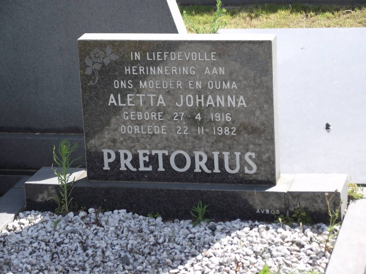 PRETORIUS Aletta Johanna 1916-1982
