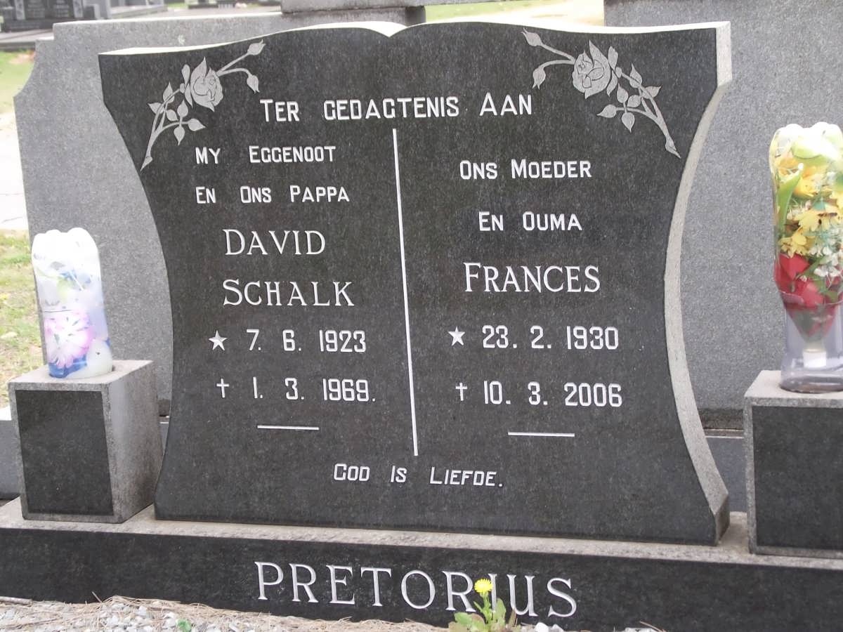 PRETORIUS David Schalk 1923-1969 & Frances 1930-2006