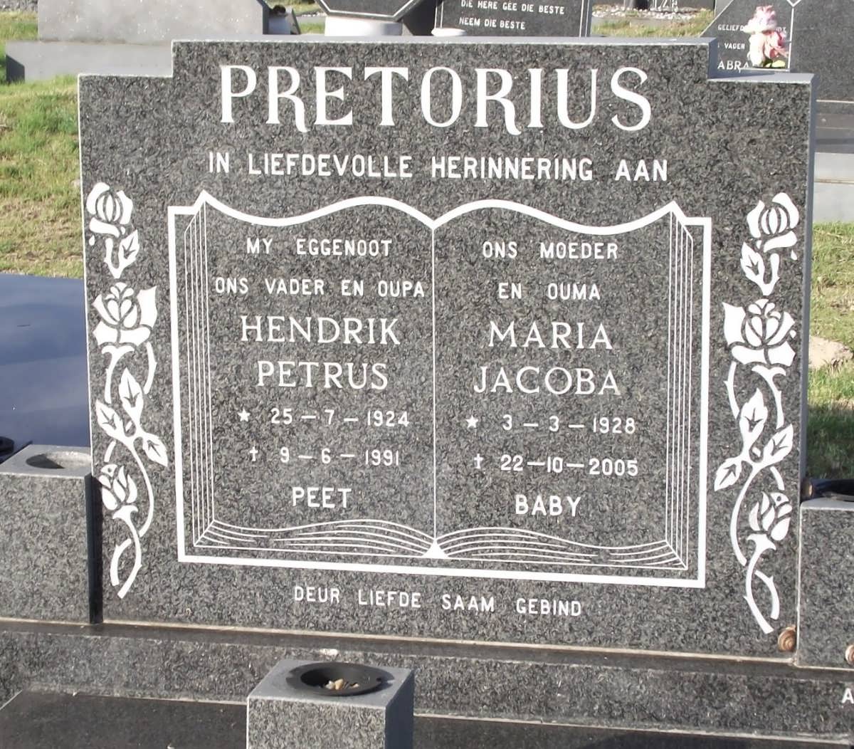 PRETORIUS Hendrik Petrus 1924-1991 & Maria Jacoba 1928-2005