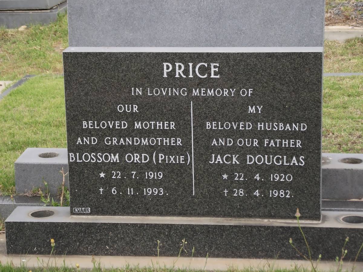 PRICE Blossom Ord 1919-1993 & Jack Douglas 1920-1982