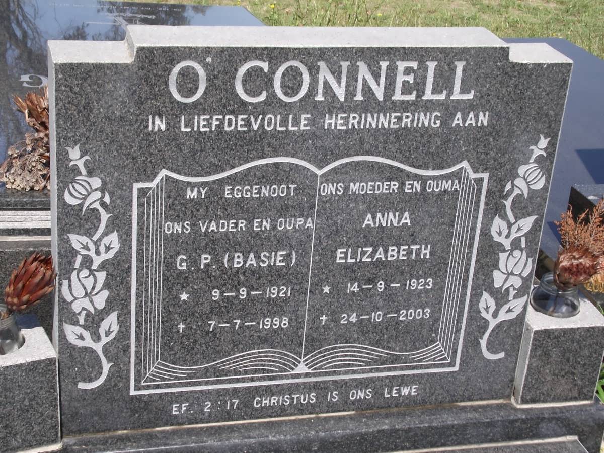 O'CONNELL G.P. 1921-1998 & Anna Elizabeth 1923-2003