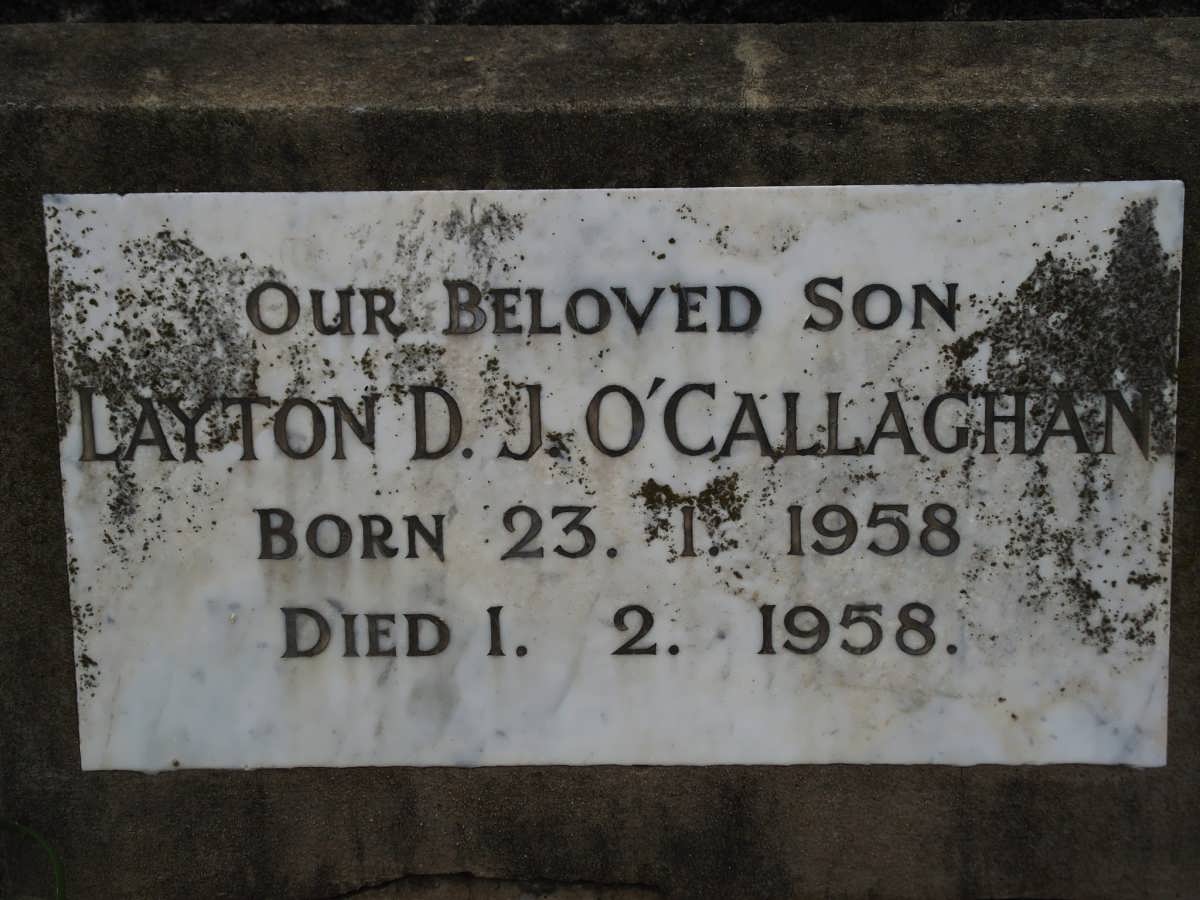 O'CALLAGHAN Layton D.J. 1958-1958