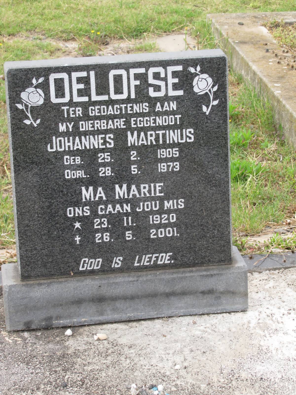 OELOFSE Johannes Martinus 1905-1973 & Marie 1920-2001