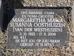 OOSTHUIZEN Margaretha Maria Susanna VAN DER WESTHUIZEN 1922-2006