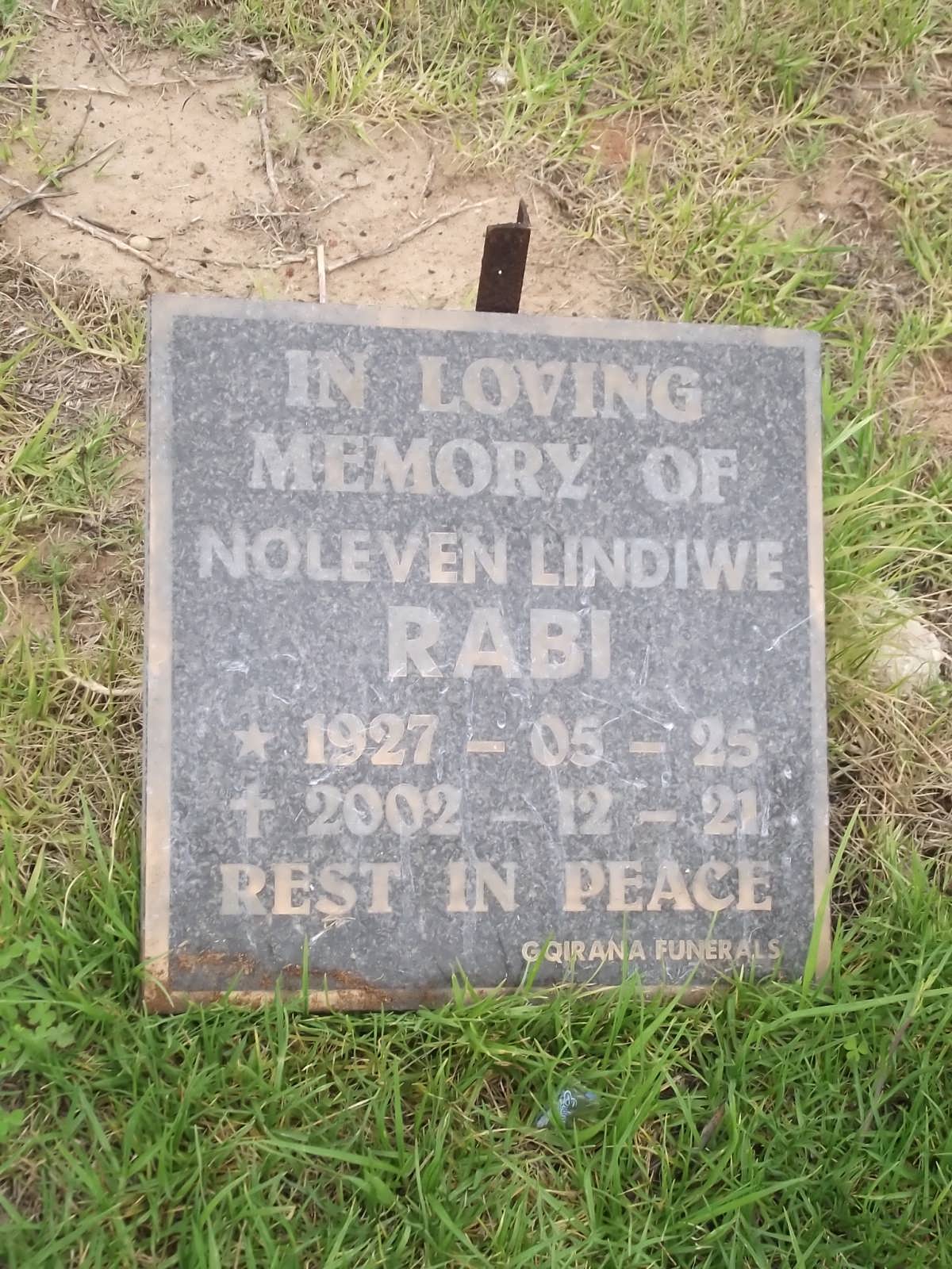 RABI Noleven Lindiwe 1927-2002