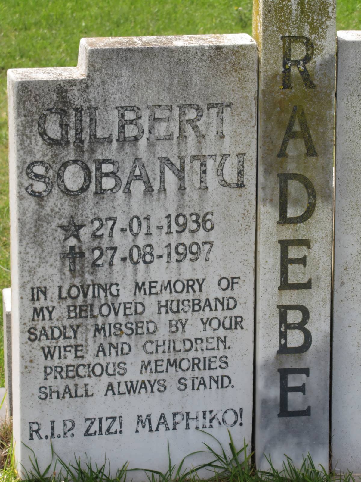 RADEBE Gilbert Sobantu 1936-1997