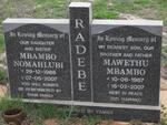 RADEBE Mbambo Nomahlubi 1968-2007 :: RADEBE Mawethu Mbambo 1967-2007