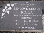 RALA Lindiwe Cecily 1940-1997