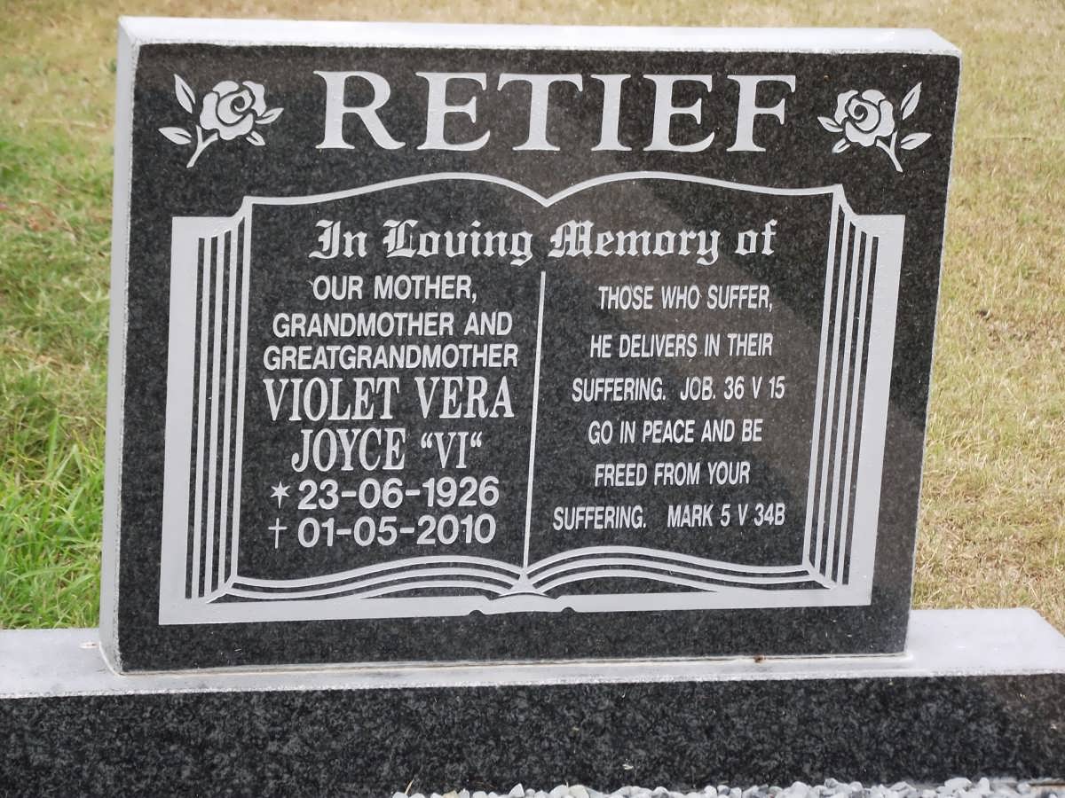RETIEF Violet Vera Joyce 1926-2010
