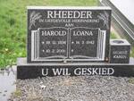 RHEEDER Harold 1936-2001 & Loana 1942-