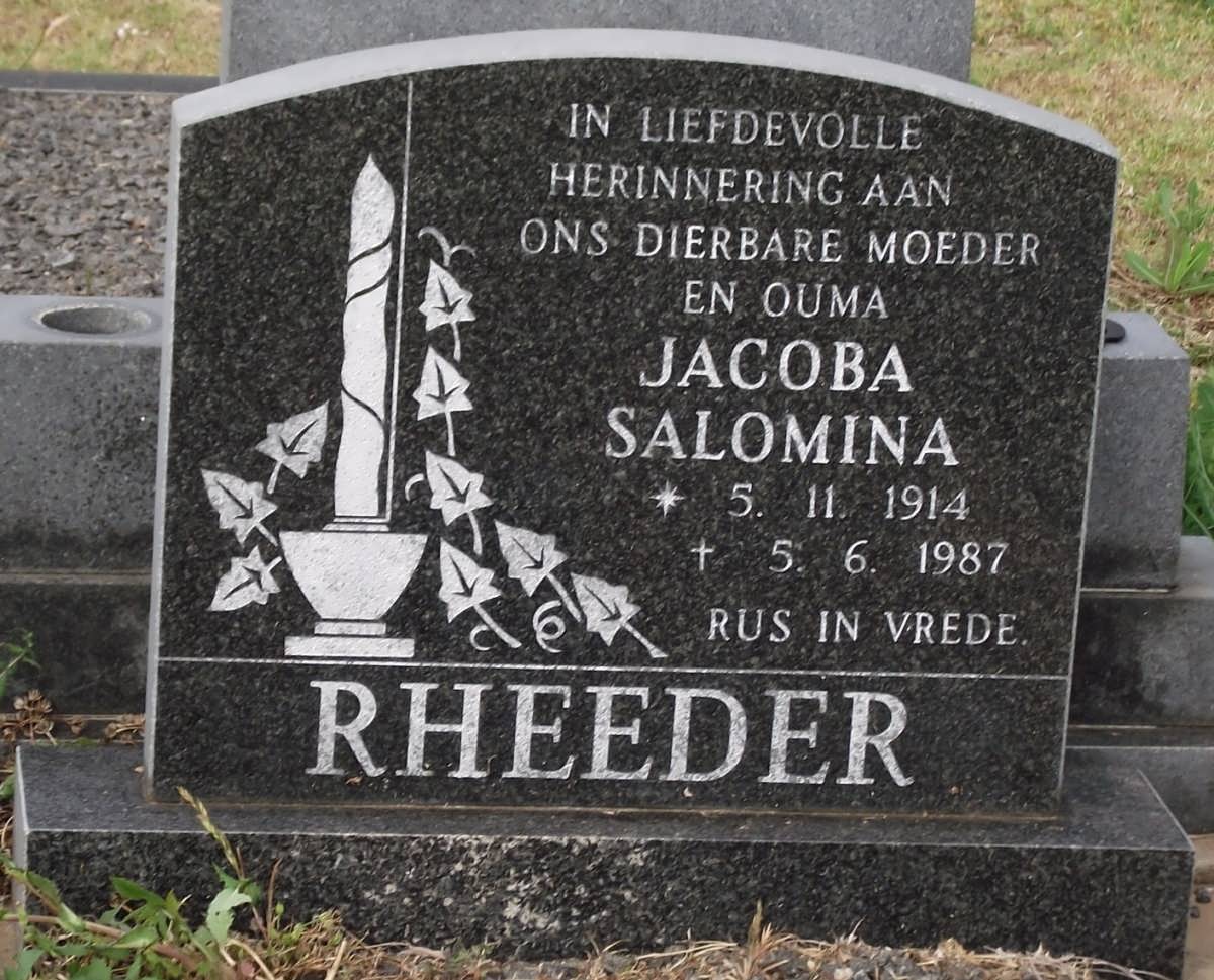 RHEEDER Jacoba Salomina 1914-1987