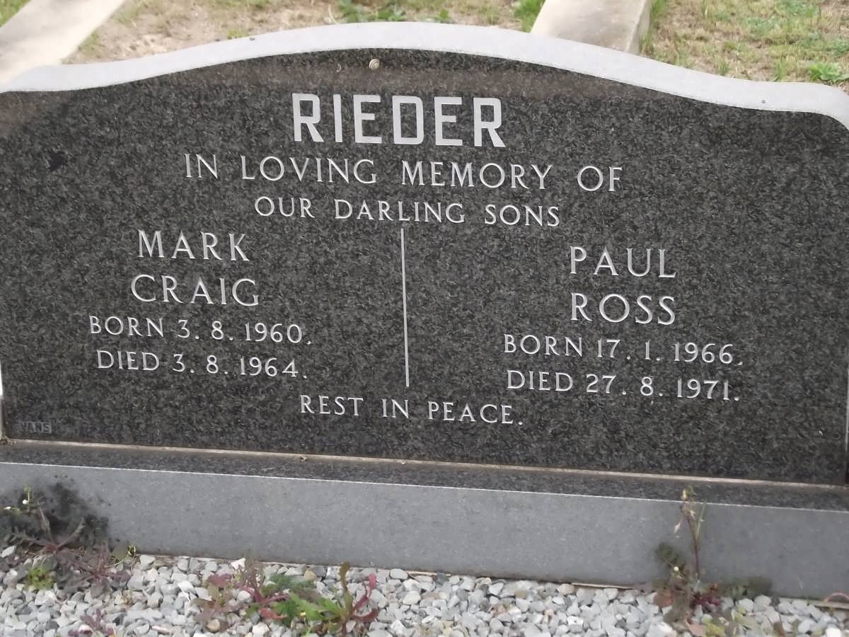 RIEDER Mark Craig 1960-1964 :: RIEDER Paul Ross 1966-1971