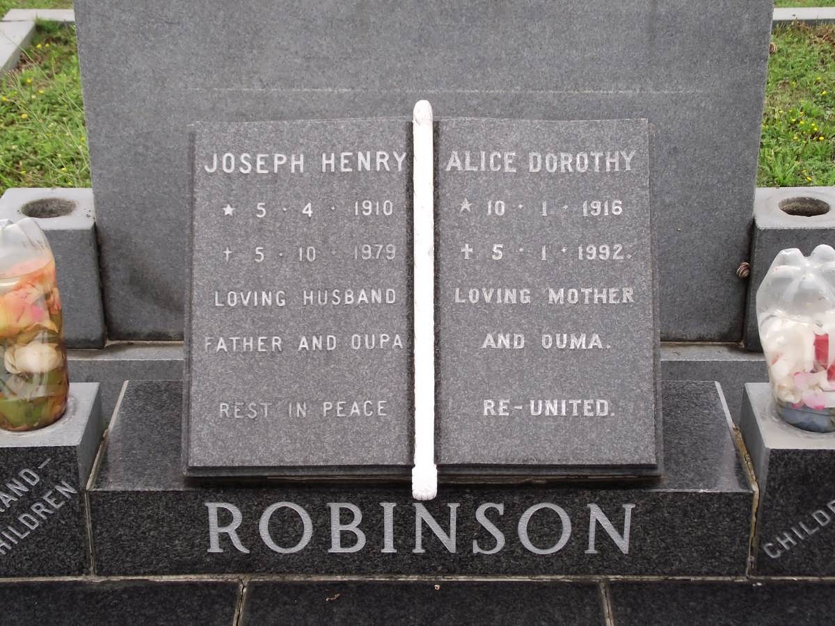 ROBINSON Joseph Henry 1910-1979 & Alice Dorothy 1916-1992