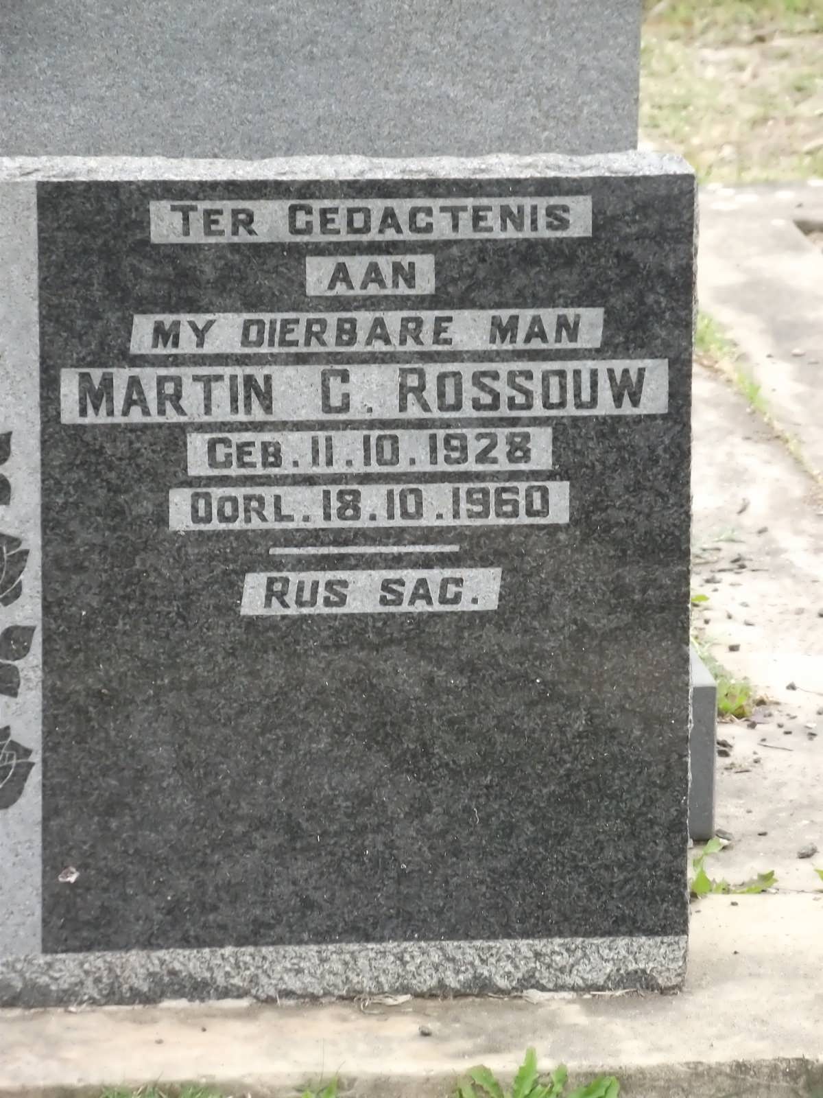 ROSSOUW Martin C. 1928-1960