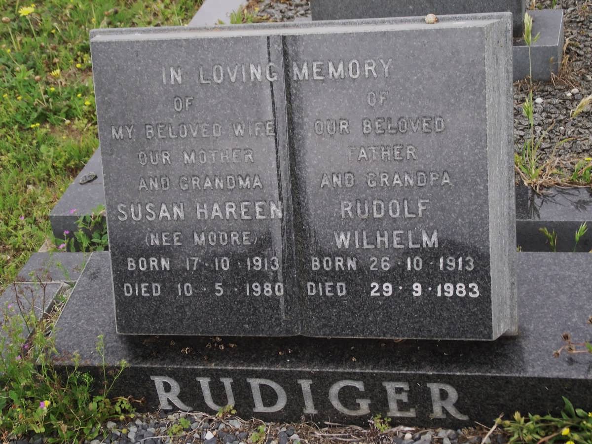 RUDIGER Rudolf Wilhelm 1913-1983 & Susan Hareen MOORE 1913-1980