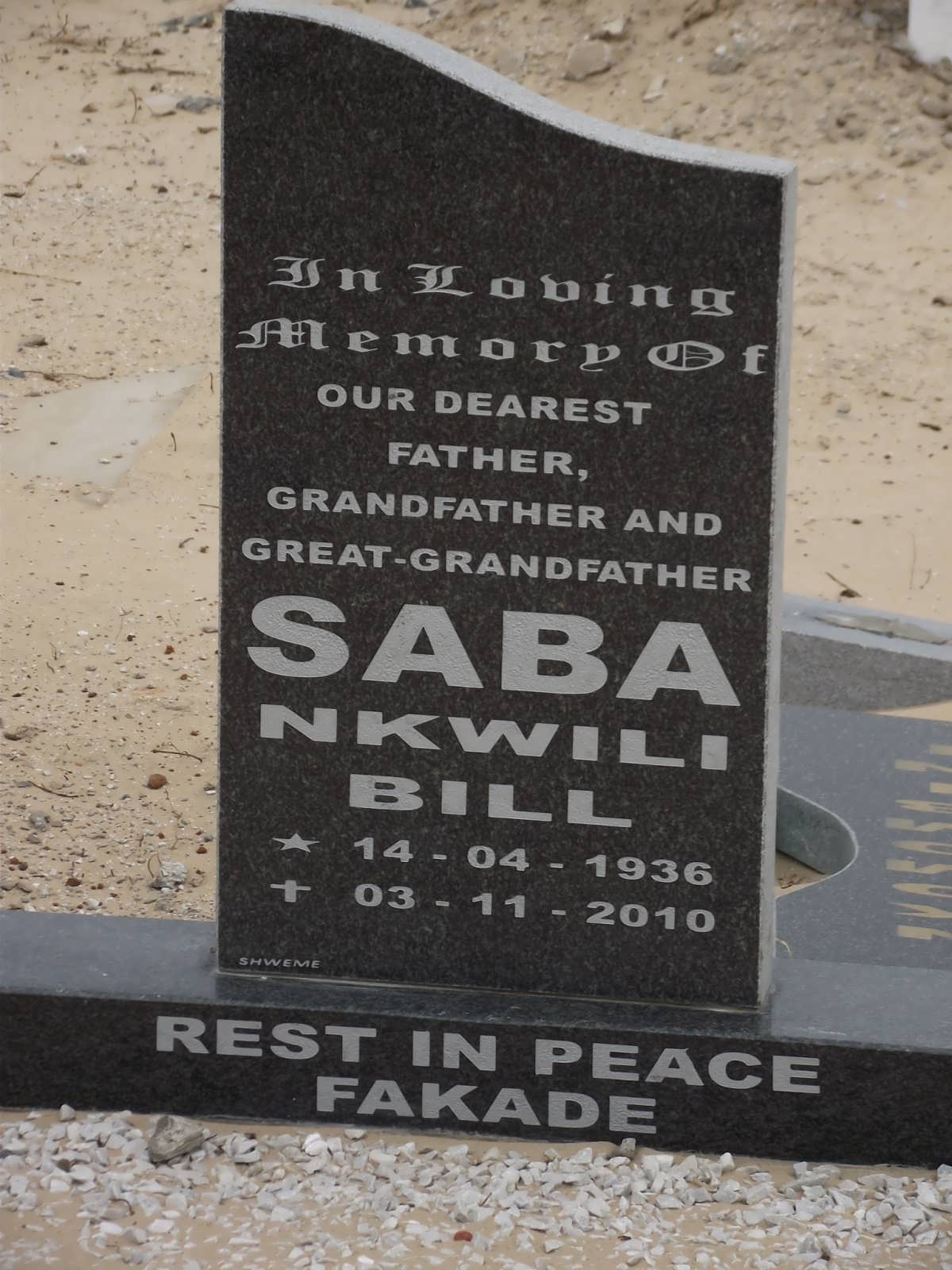 SABA Nkwili Bill 1936-2010