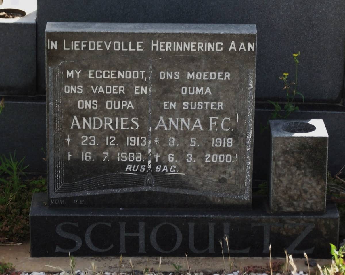 SCHOULTZ Andries 1913-1988 & Anna F.C. 1918-2000
