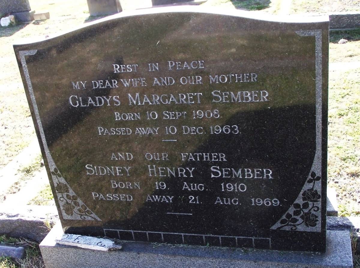 SEMBER Gladys Margaret 1908-1963 & Sidney Henry 1910-1969