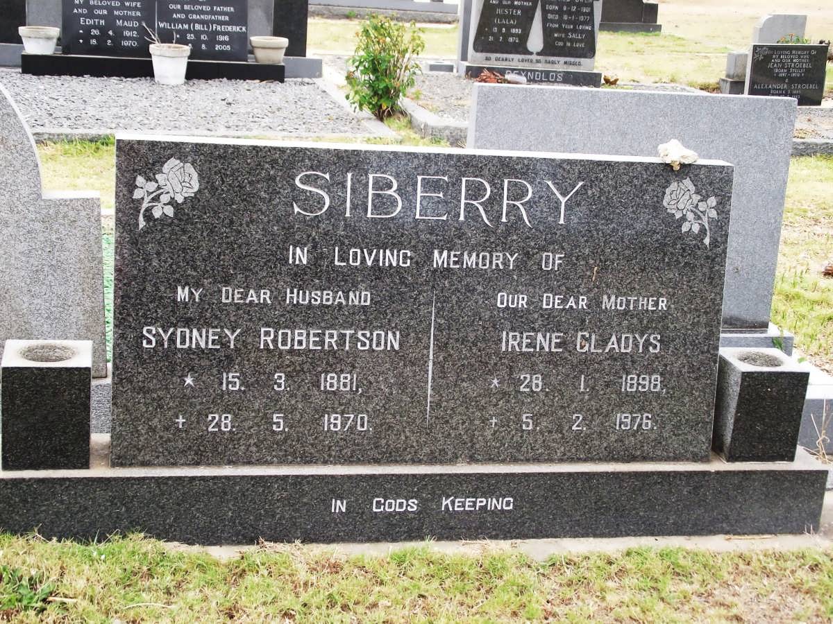 SIBERRY Sydney Robertson 1881-1970 & Irene Gladys 1898-1976