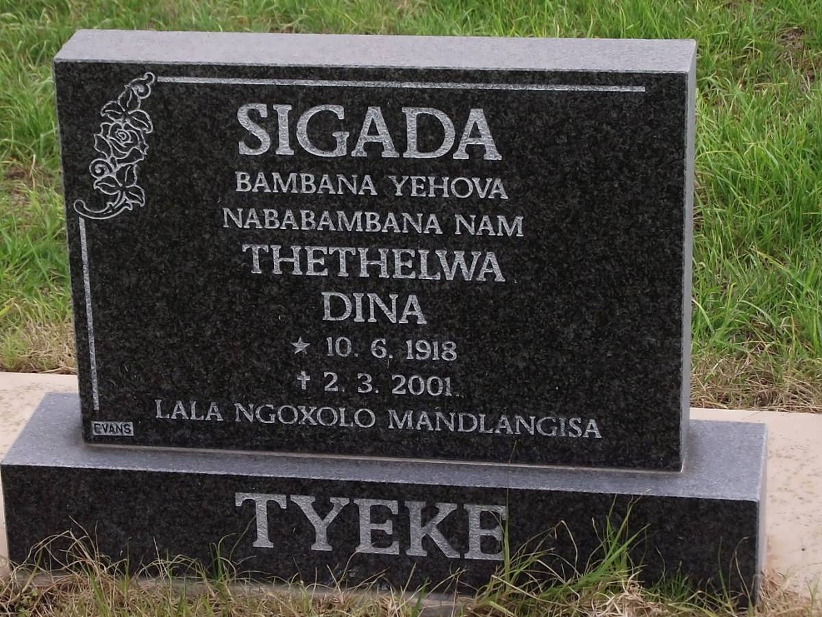 SIGADA Thethelwa Dina 1918-2001