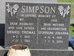 SIMPSON Dennis Thomas 1926-1992 & Stoffelina Johanna 1925-2002